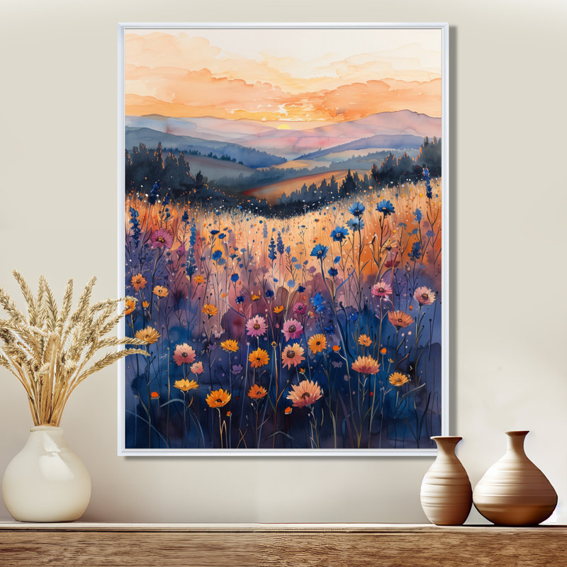 «Blue Blue Cornflowers Summer Breeze» - impression d'art mural bleuets, H 20 po x l 12 po x P 1 po, Toile tendue