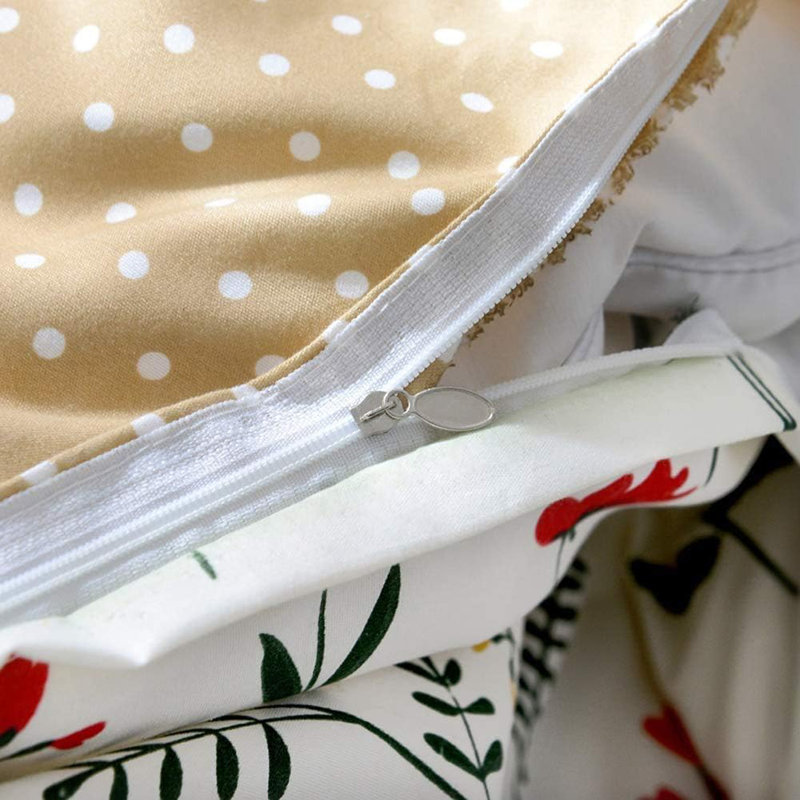 Microfiber Floral Duvet Cover with Pillowcases Included