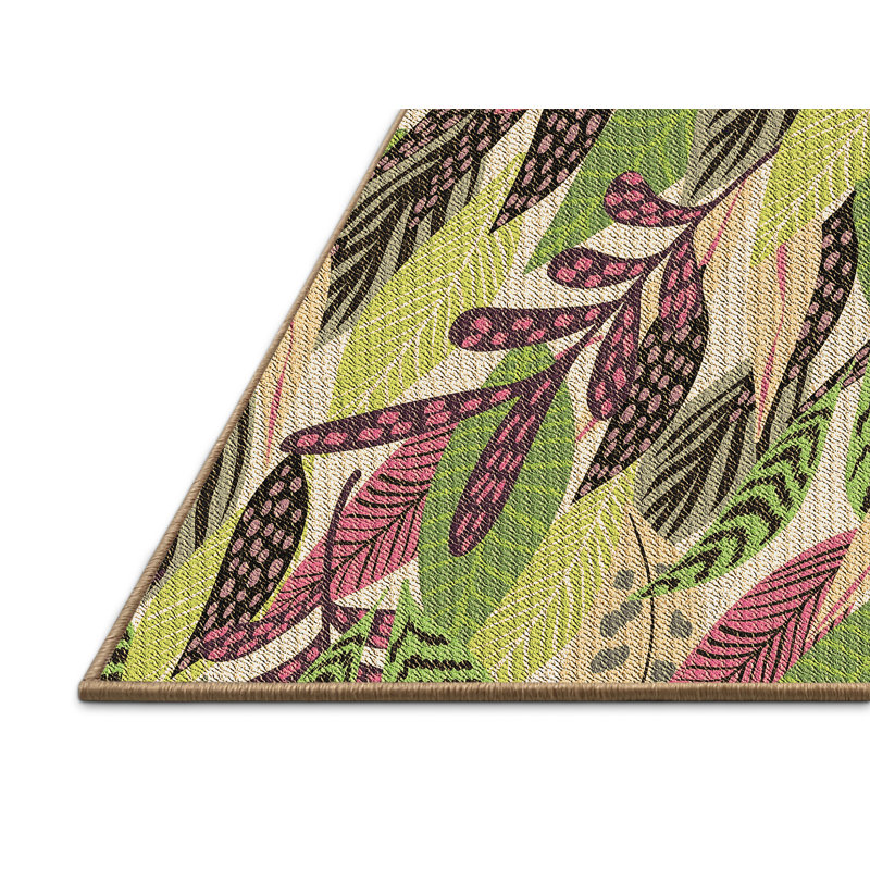 Tapis rond brun à motif floral, Rectangle 6 pi x 9 pi