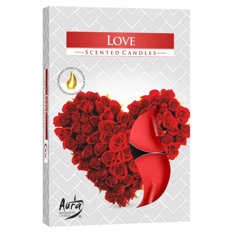 Love Scented Tealight Candle with Glass Holder