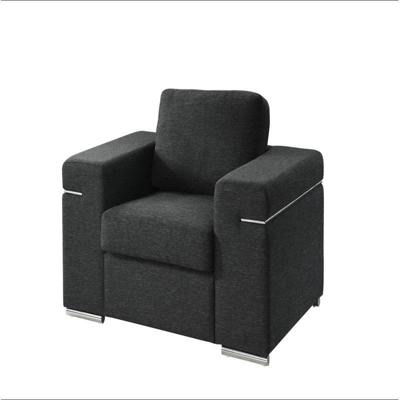 Chaise avec accoudoirs en lin, Lin noir