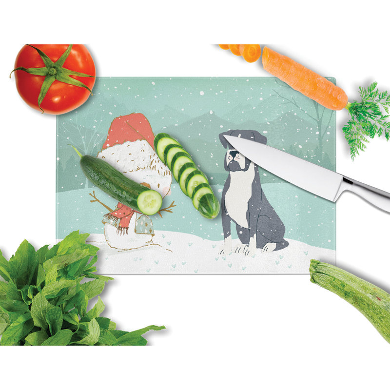 Planche à découper noël bonhomme de neige en verre trempé caroline, Boxer noir