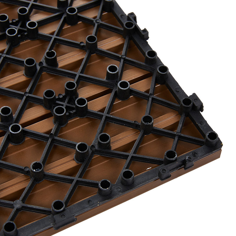 30cm L x 30cm W Plastic Interlocking Deck Deck Tile Kit, Brown