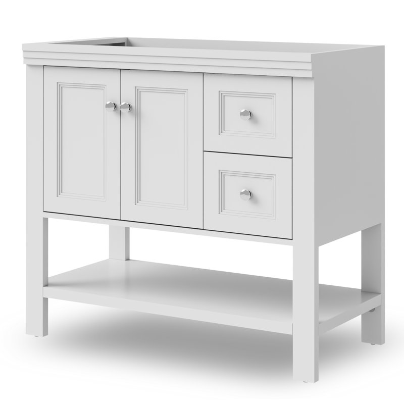 36" Single Bathroom Vanity Base Only, 2 Doors 2 Drawers, Sink not Included, White