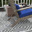 Chaise Adirondack en osier de patio avec repose-pieds Outsunny, fauteuil d'extérieur avec coussins, dossier haut, grand siège et accoudoirs pour terrasse, jardin et cour arrière, bleu foncé-21110923