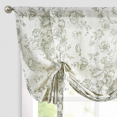 Cantonnière à motif floral en lin