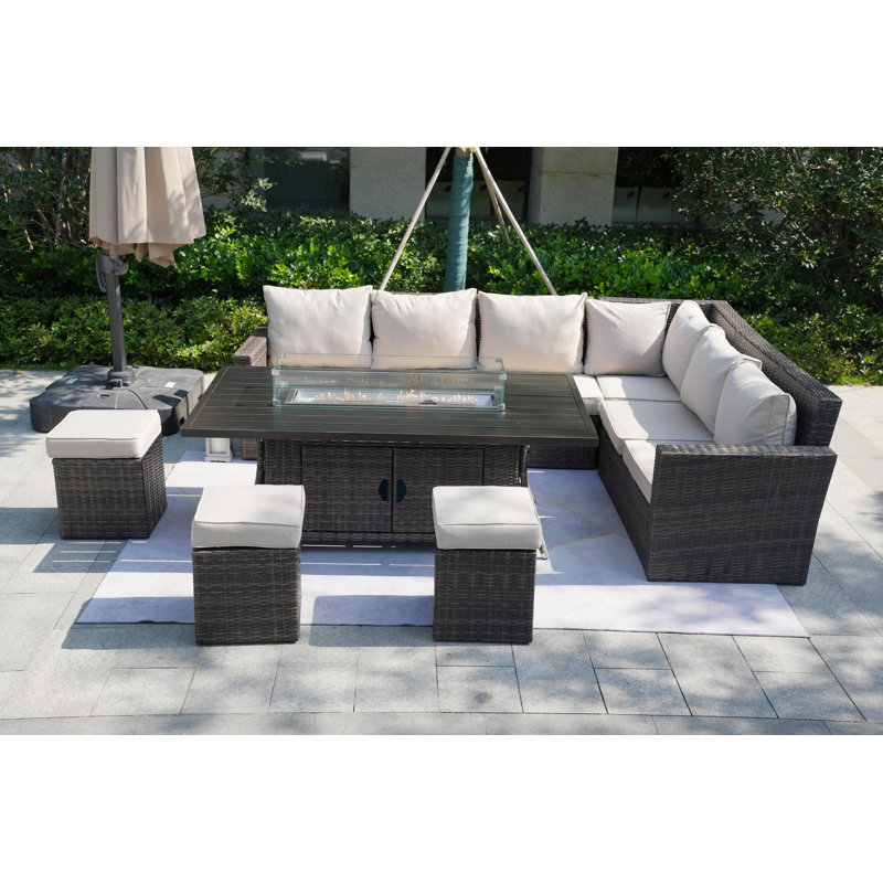 Wicker 8 - Person Patio Conversation Set, Brown