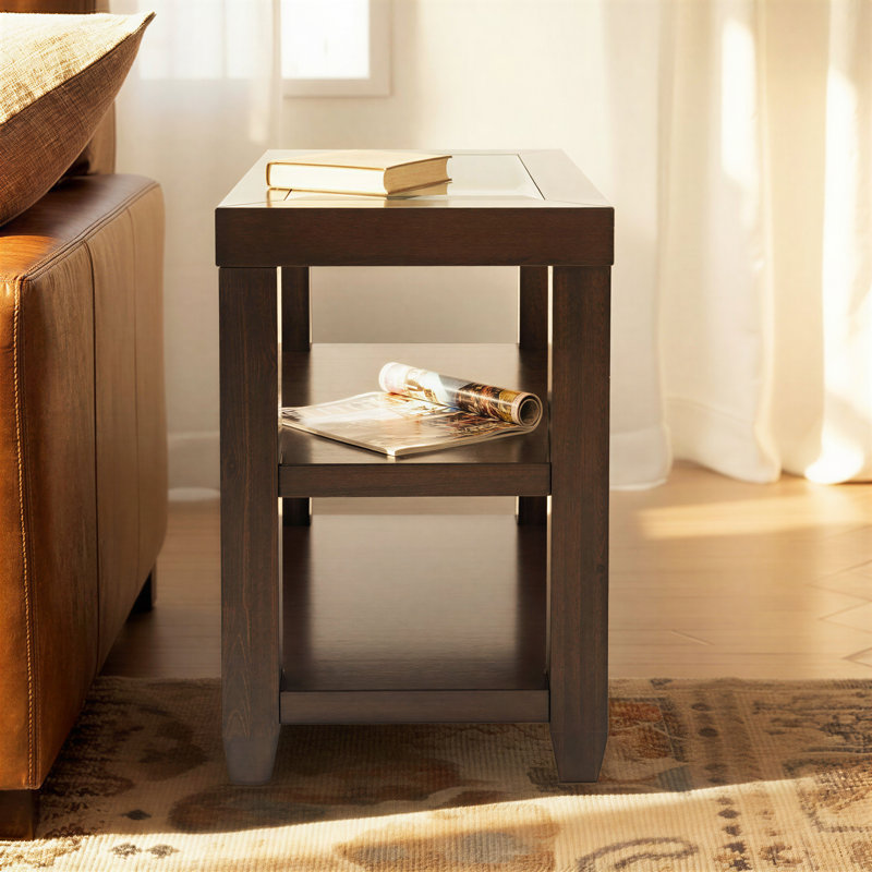 Jessim End Table with Storage, Merlot