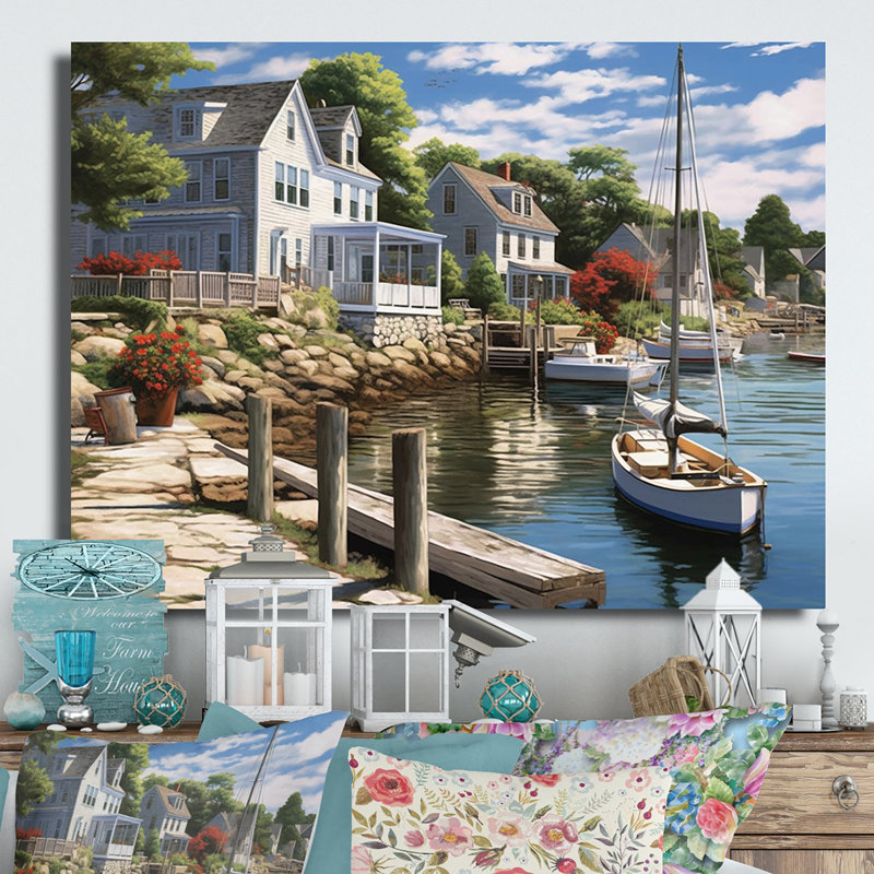 Connecticut's Port Charm sur impression métallique, H 24 po x l 32 po