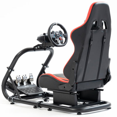 Anman Racing Simulator Cockpit with Red Seat Fits Logitech G29 Thrustmaster, Not Include Steering wheel & Wheels & Pedals and Shifter Handbrake -  Inbox Zero, 277A34A8A28C4353AE526A933AC778EB