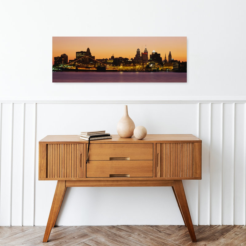Buildings at the waterfront Philadelphia Pennsylvania USA 1 Piece Wrapped Canvas Panoramic Wall Art, 30.48 cm H x 91.44 cm W