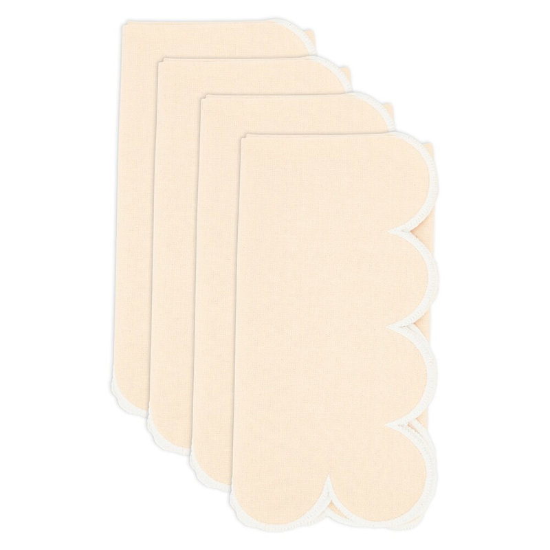 Ensemble de 4 serviettes de table en coton raffiné à bordure festonnée l 20 po x L 20 po, Rosé