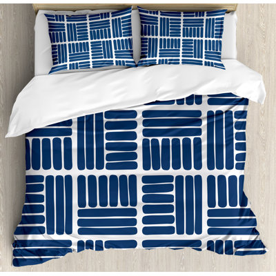Indigo Modern & Contemporary Geometric Shapes Duvet Cover