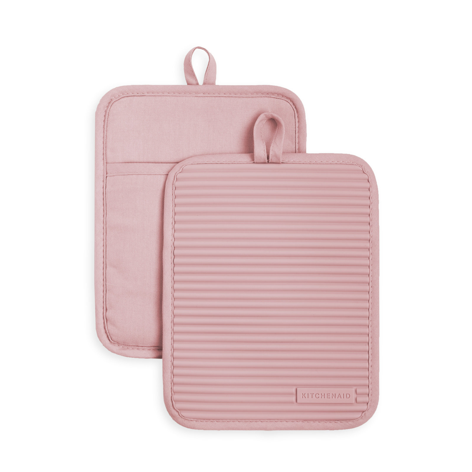 KitchenAid Ribbed Soft Silicone Potholder, Dried Rose