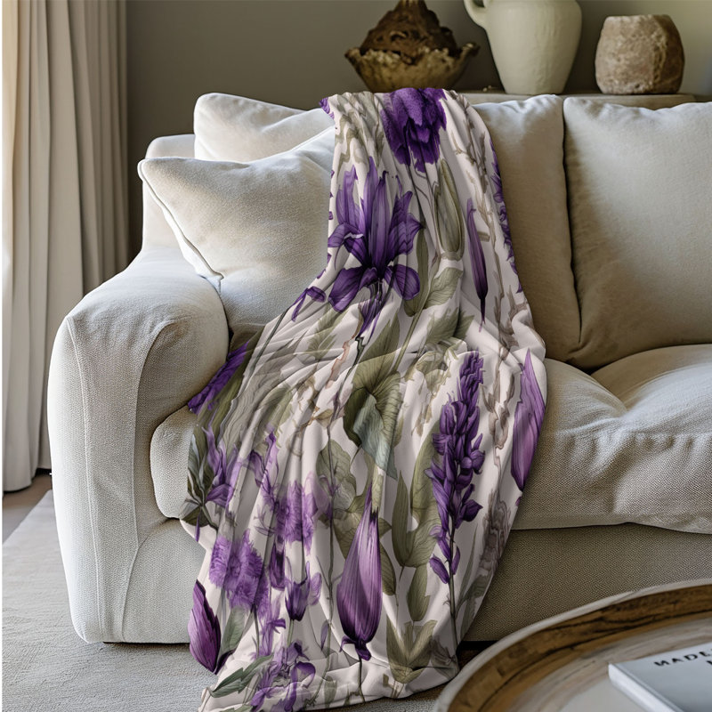 Lilas en fleurs - couverture sherpa de qualité supérieure 1 pièce, Lit simple