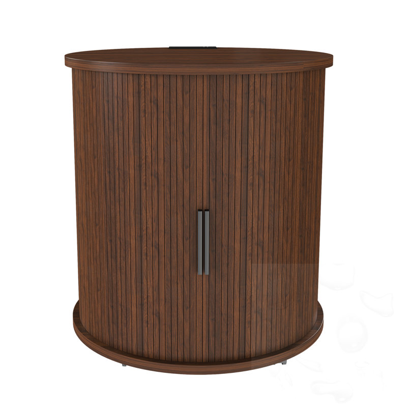 2-Tier Storage End Table With Built-In Charging Station & Sliding Door And  Wheels