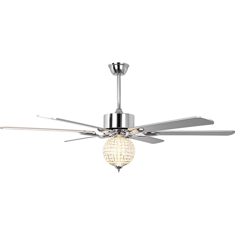 Ventilateur de plafond 65 "en cristal moderne 65" avec lumières et télécommande, ventilateur de lustre réversible à 6 vitesses