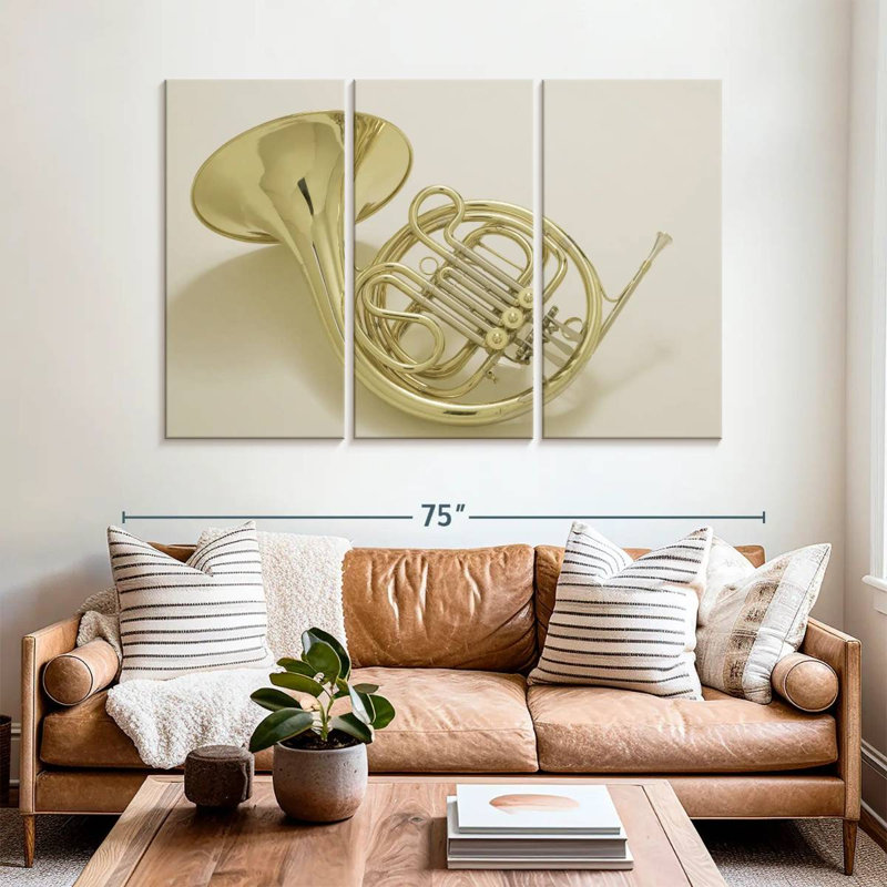 French Horn Instrument, 42" H x 65" W