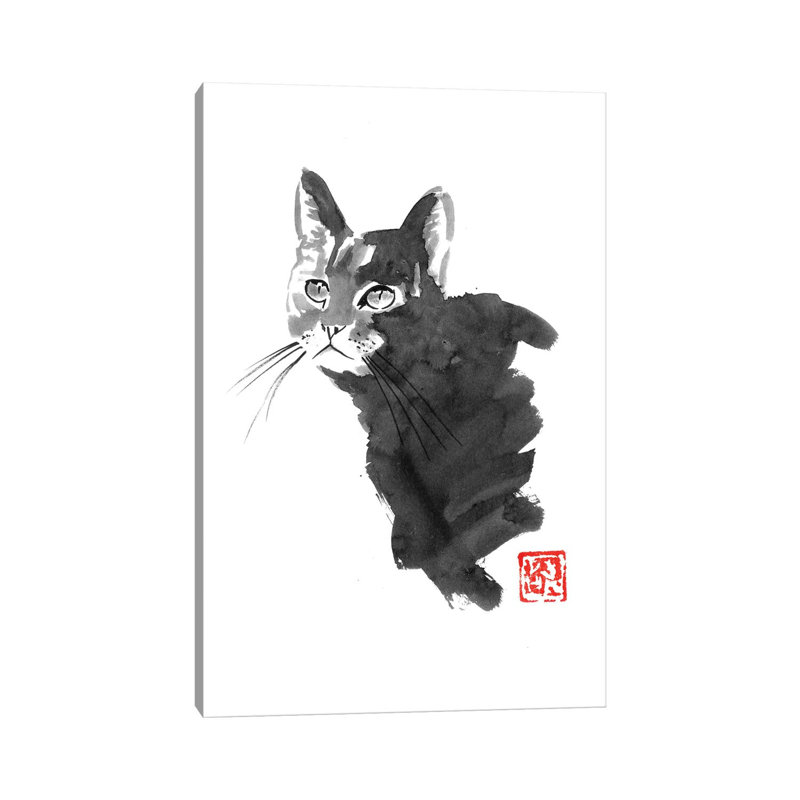 Staring Cat by Péchane - Painting on Canvas, 101.6 cm H x 66.04 cm W x 3.175 cm D, Wrapped Canvas