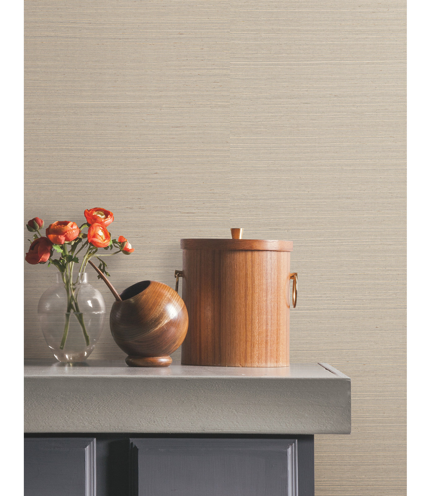 Sisal Grasscloth Self-Adhesive Wallpaper Roll, Warm Gray