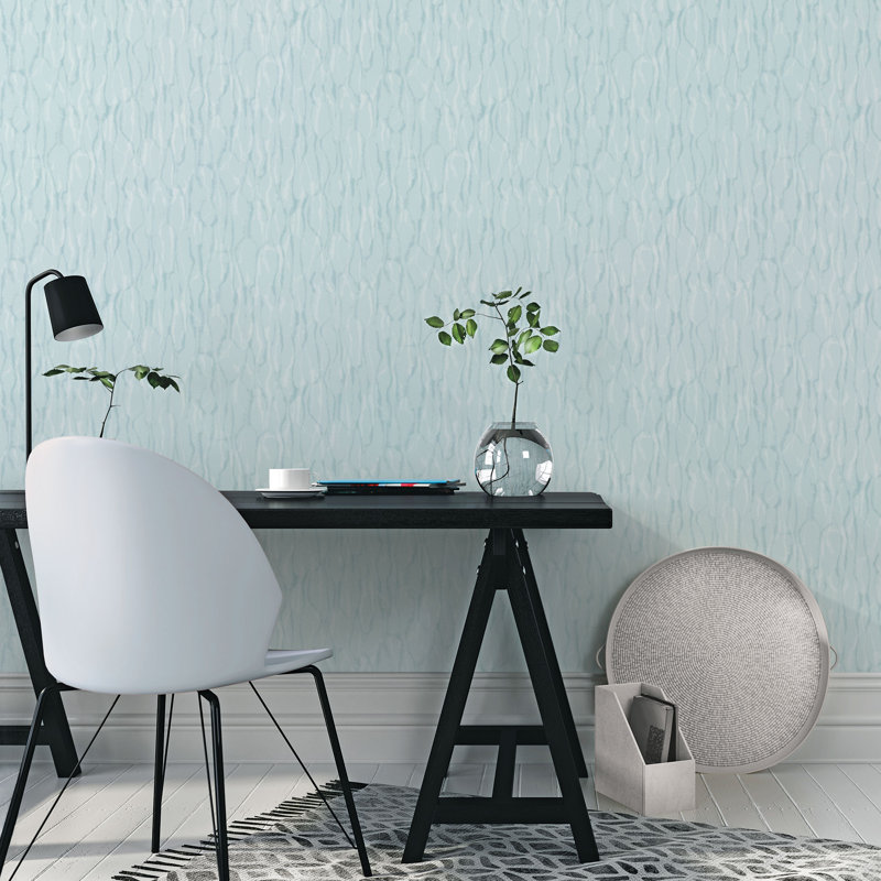 Atmosphere Marble Drizzle Design 33' L x 21" W Wallpaper Roll, Aqua