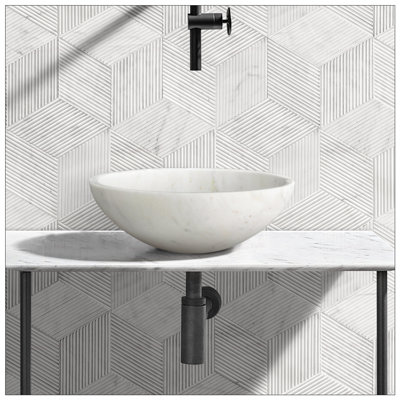 Natural Marble Bathroom Vessel Sink, Semi-Polished Surface, Genuine Stone, Durable and Elegant Design for Modern Bathrooms