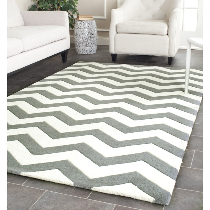 Teresita Hand Tufted Wool Chevron Rug, Rectangle 8' x 10'