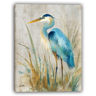 Golden Reed Heron - Wrapped Canvas Wall Art