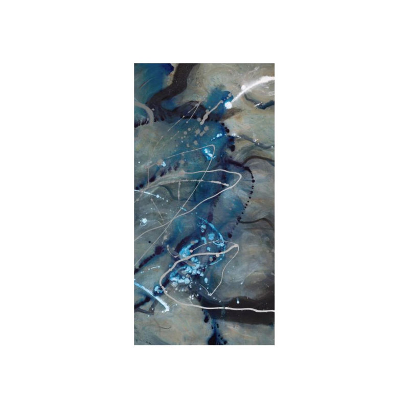 «Blue Fin III» par Sara Brown - peinture, Couche de verre, H 94 po x l 47 po