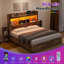 Structure de lit double Sherell avec 4 tiroirs de rangement, brun-100845097-100845096