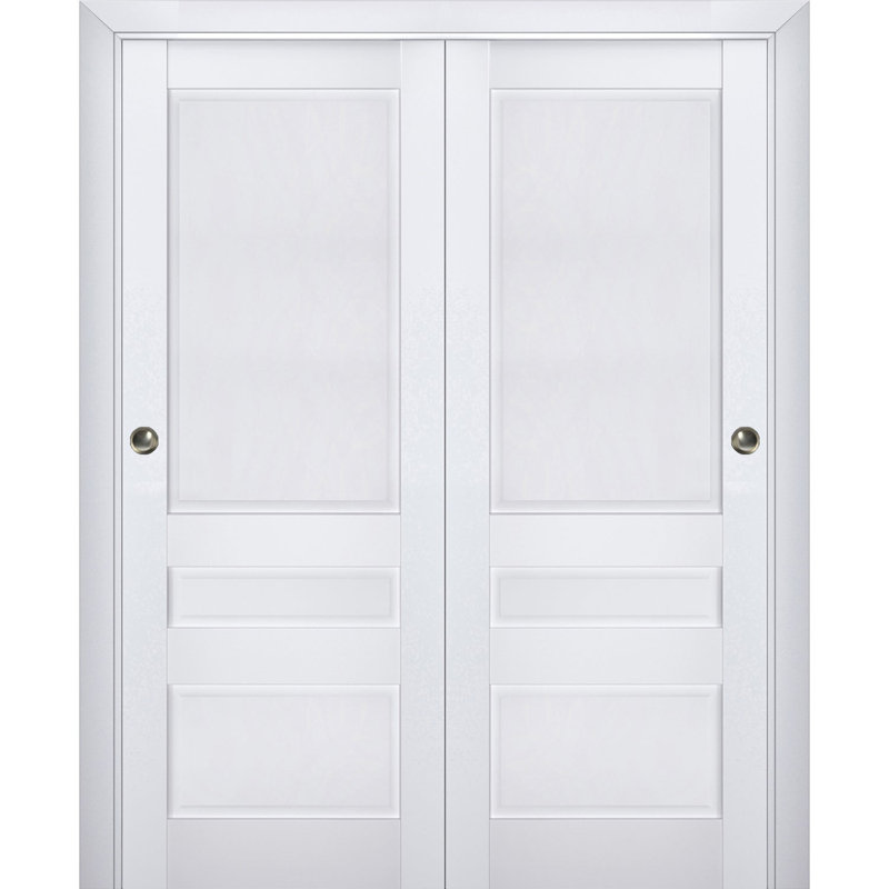 Veregio Panelled Wood Sliding Closet Doors, 84" x 80", White