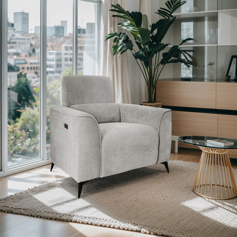 Fauteuil inclinable électrique moderne avec repose-pieds réglable gris l 39,5 po Jastin, Gris moyen