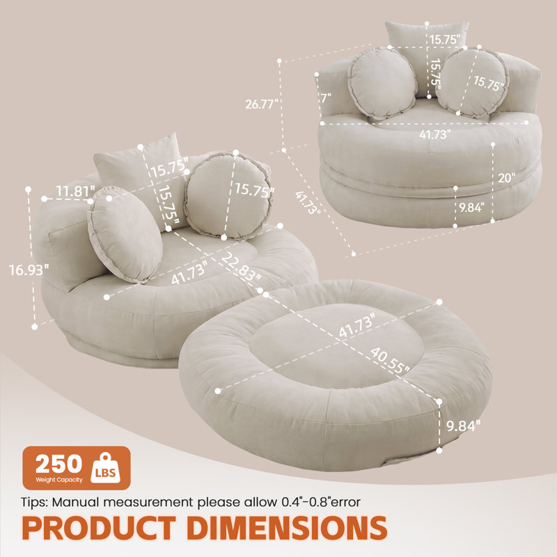 Fauteuil de compression à profil bas 42 po, Beige, Yes