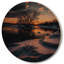 Coucher de soleil sur la rivière Cottage III enneigée - Paysage lac, art mural bois de pin naturel-1479475328