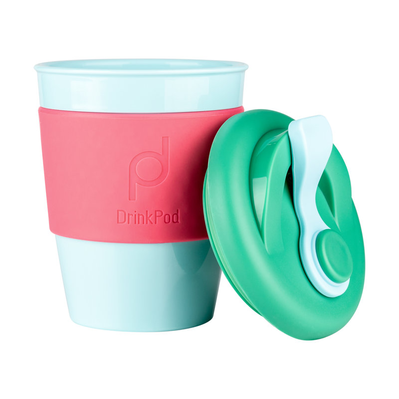 Drink Pod Plastic Travel Mug, Laguna Rosa/Pink