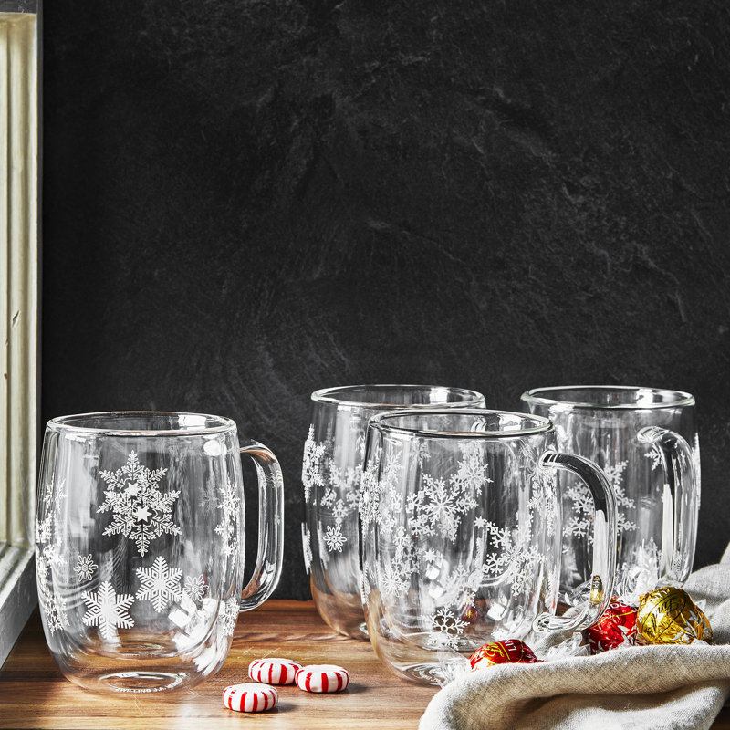 Sorrento Plus Snowflake Double-Walled Mug Set 4 Piece