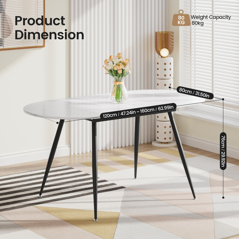 6 - Person Extendable Dining Set, Grey, White