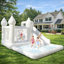 Château gonflable blanc 13,7 pi avec glissade, fosse à balles et souffleur, château gonflable en tissu Oxford pour enfants, jeux d'intérieur et d'extérieur