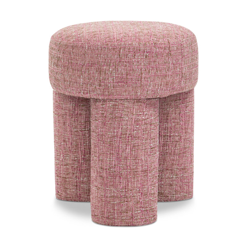 Larson 14.5" Wide Square Standard Ottoman, Pink Polyester Fabric