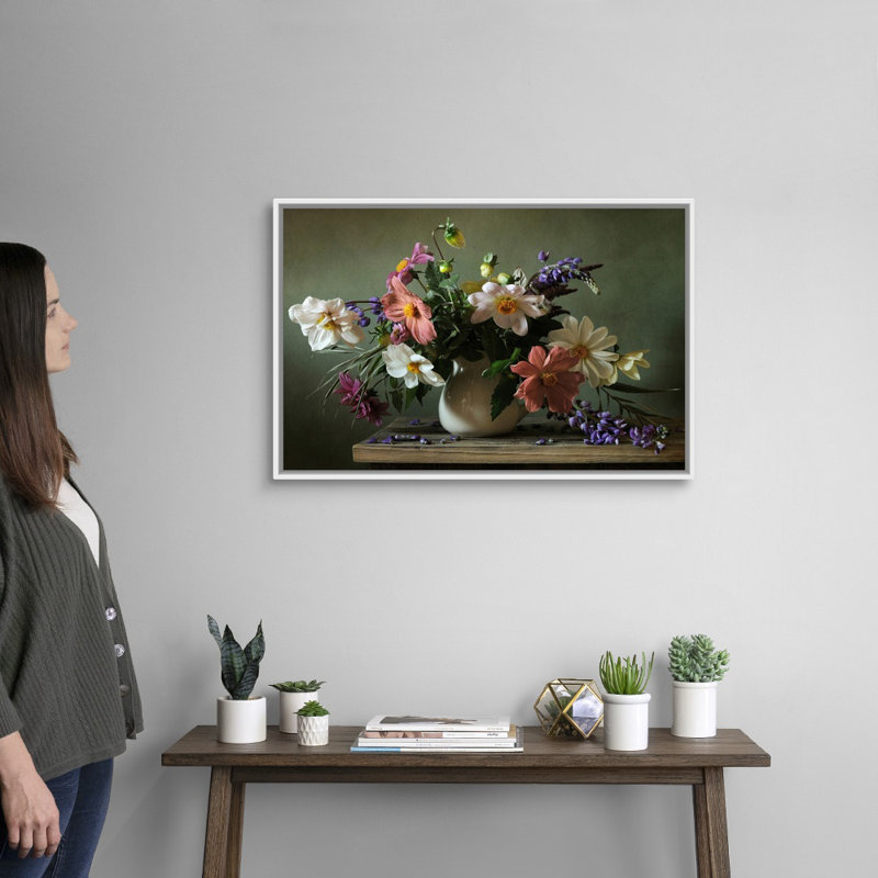 "Bouquet I" par PhotoINC studio-reproduction de photo sur toile, Cadre blanc, H 22 po x l 32 po x P 1,75po