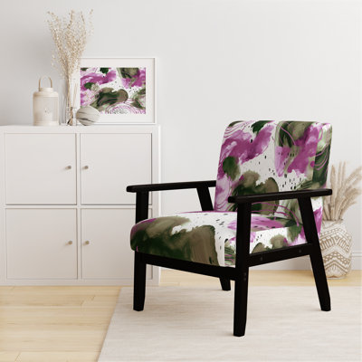 Fauteuil rembourré en velours moderne à motif abstrait avec textures bleues et dorées II