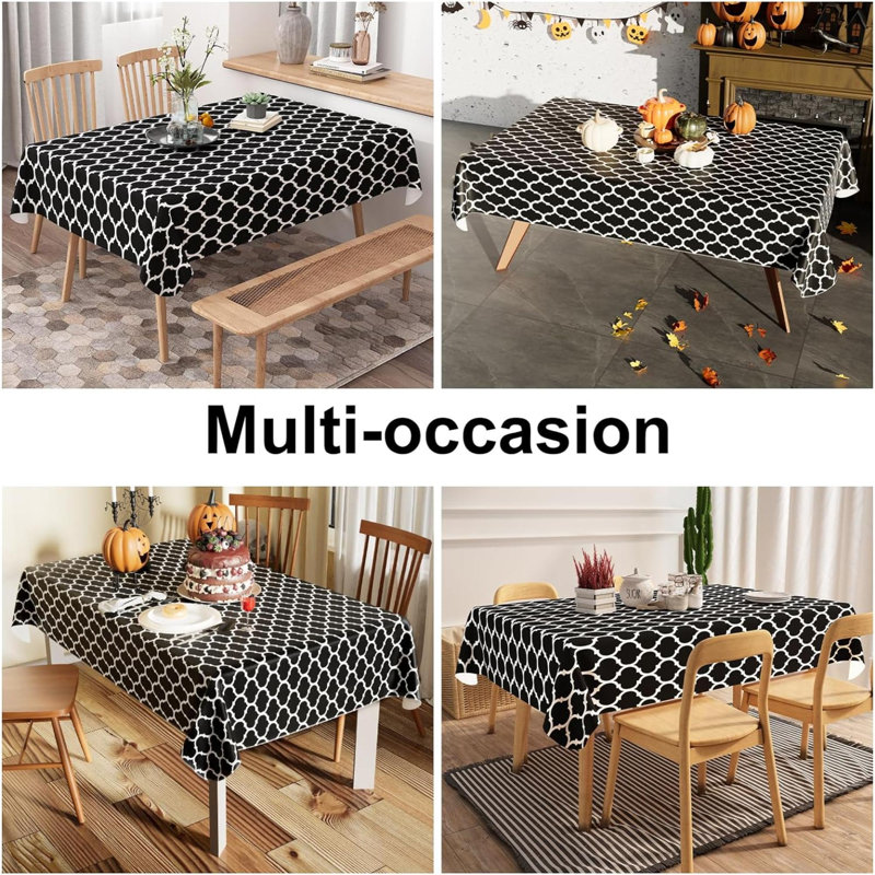 Nappe rectangulaire, nappe en vinyle imperméable avec envers en flanelle pour tables rectangulaires, nappes en plastique essuyables anti-éclaboussures pour la salle à manger, le camping, l'intérieur et l'extérieur (60 po x 84 po, rouge)