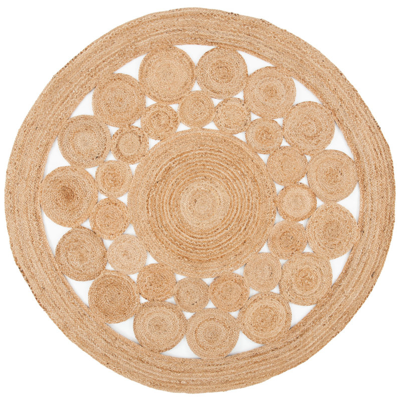 Cantin Natural Fiber Flat Weave Jute Solid Color Rug, Round 5'