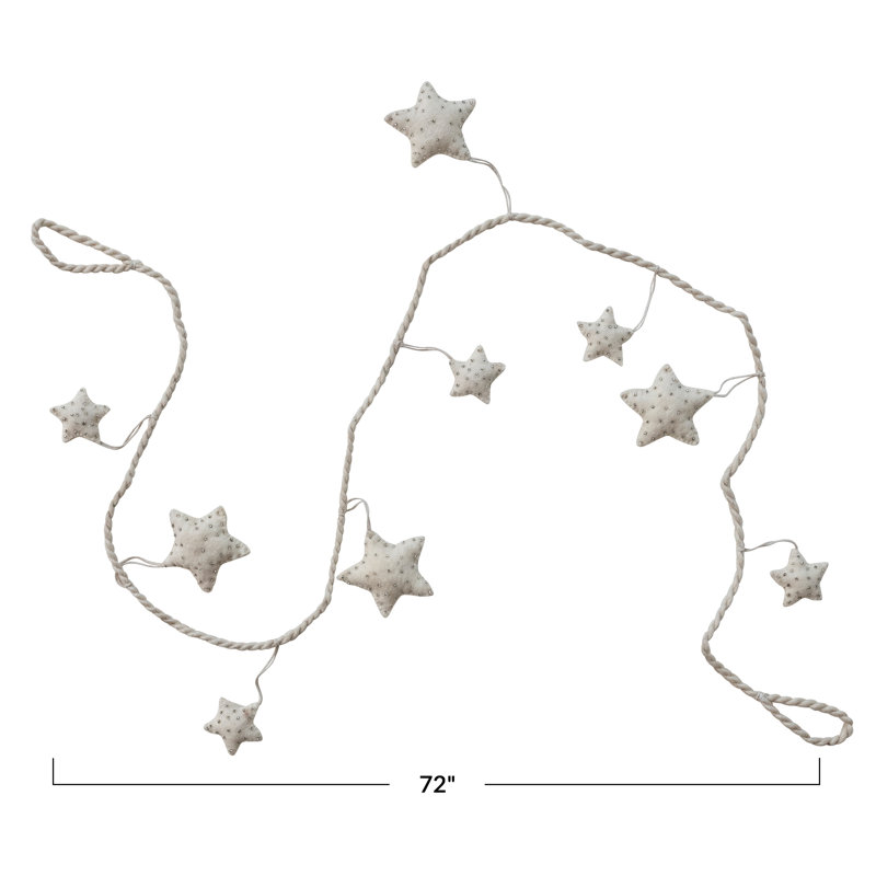 Wool Felt Star Garland with Beaded Accents