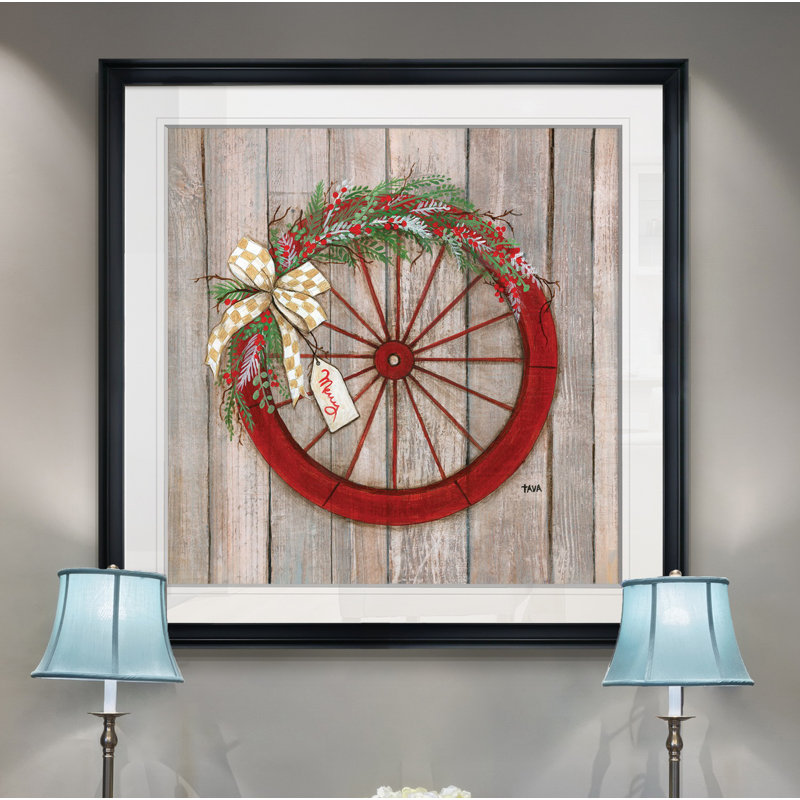 « christmas wheel », peinture, H 16 po x l 16 po x P 1,5 po, Cadre noir