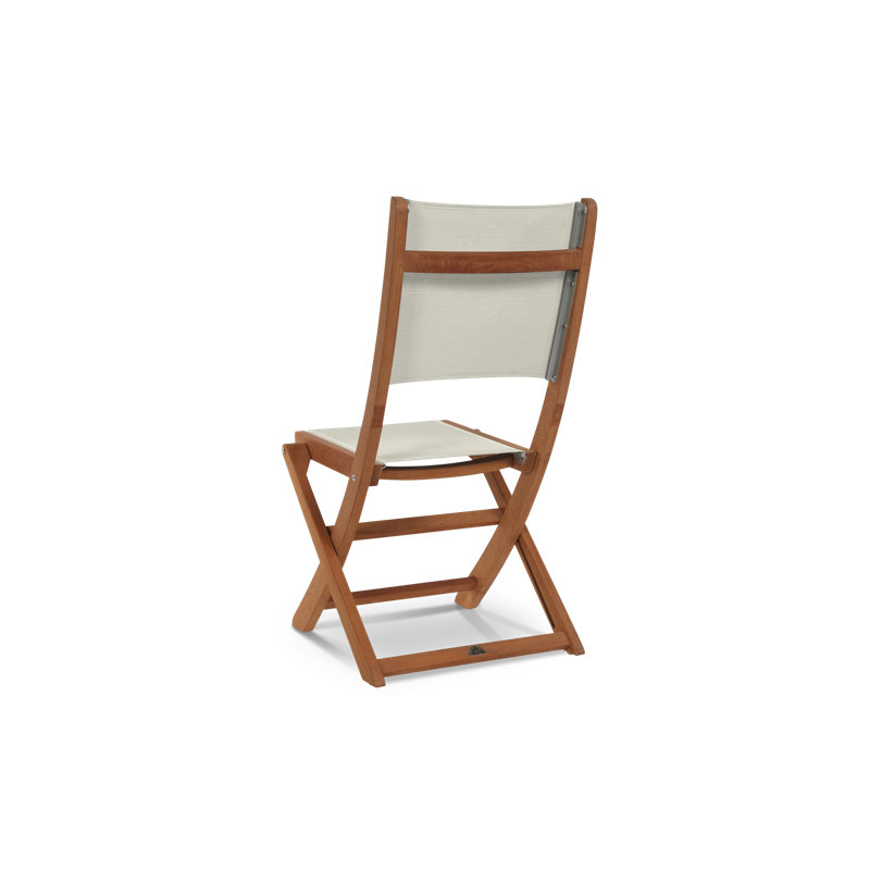 Stella Folding Teak Patio Dining Chair, White
