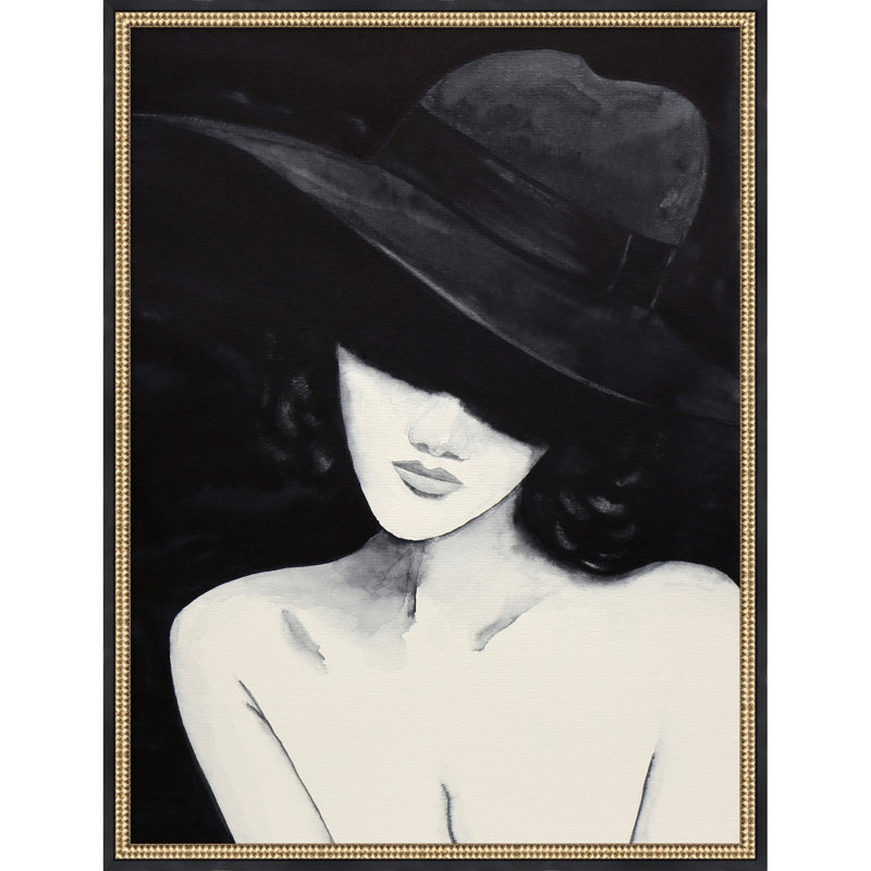 «Sensual Femelle Portrait with Large Hat» par Natalie Brunswick, reproduction d'art sur toile encadrée