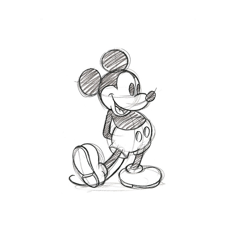 Mickey Mouse, Sketched - Single - Memorabilia Print, No Mount, 80cm H x 60cm W, Paper