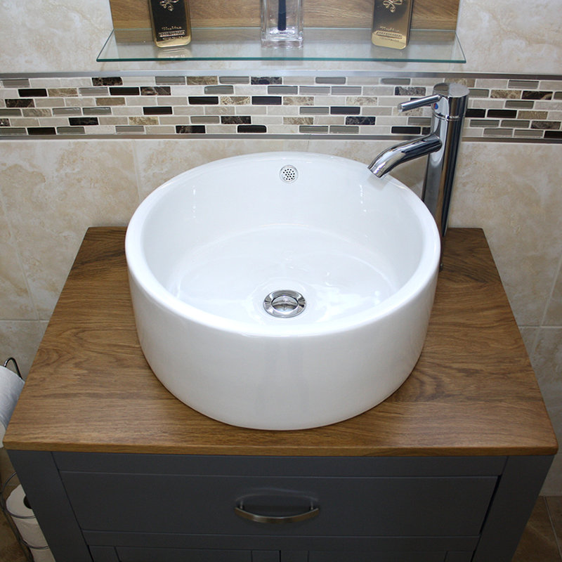 Leslie 700mm Single Bathroom Vanity with Vessel Ceramic Basin, Grey