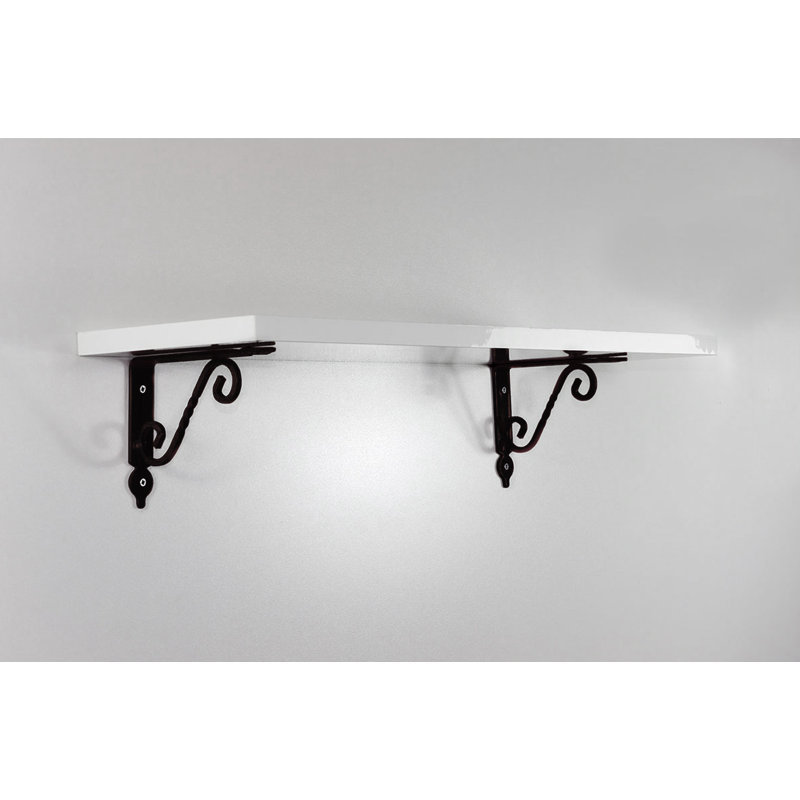 Stylish Wall Shelf with Metal Bracket, Black & White, 7.9 x 23.6 x 5.5 inches | 100% Melamine Coated Particle Board, Thickness: 0.7 inches | Numerous Shelves, Assembled, Perfect for Oriental & Traditional Decor